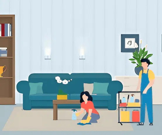 Supervisor inspecting cleaner scrubbing floor